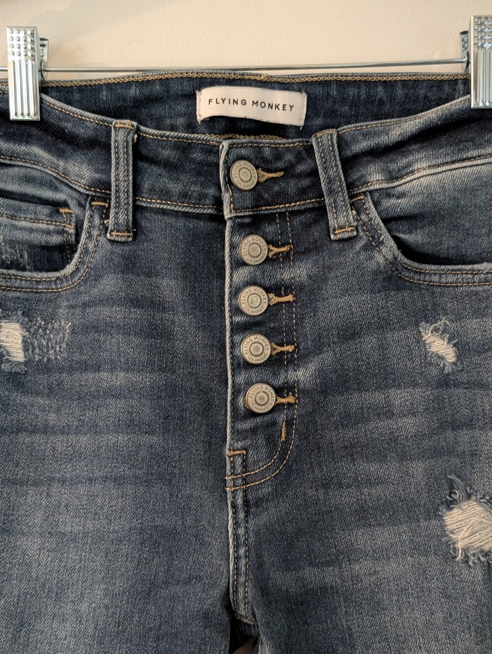 Flying Monkey Dark Blue High-Rise Button-Fly Jeggings